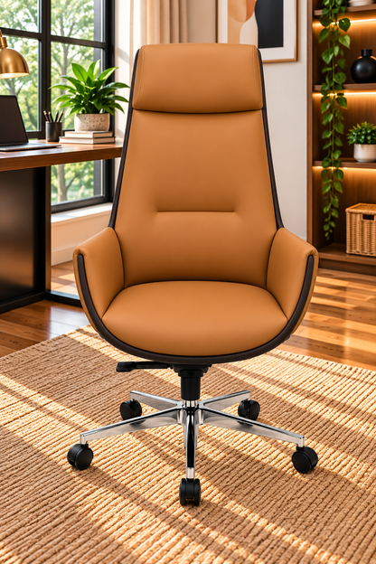 Executive High-Back Office Chair with Integrated Headrest