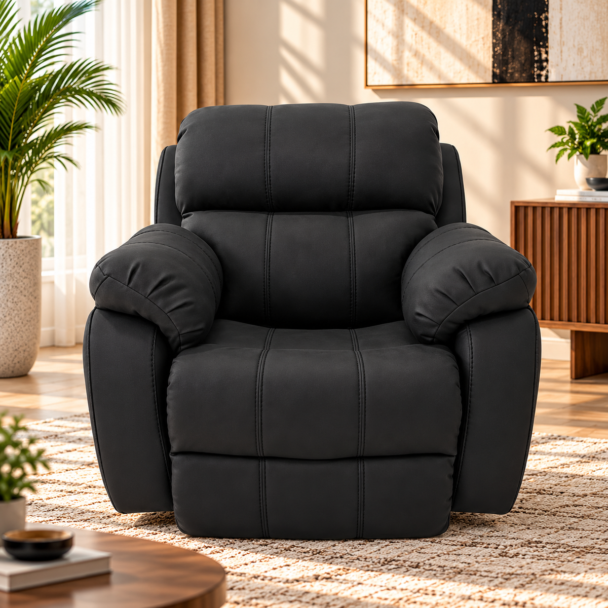 Modern Plush Upholstered Accent Armchair