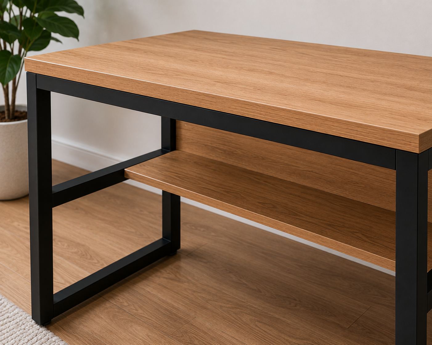 Computer Desk with Bookshelf/Metal Hole Cable Cover