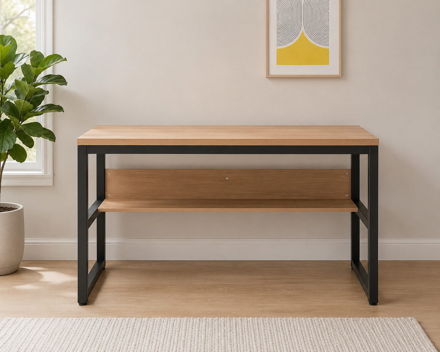 Computer Desk with Bookshelf/Metal Hole Cable Cover