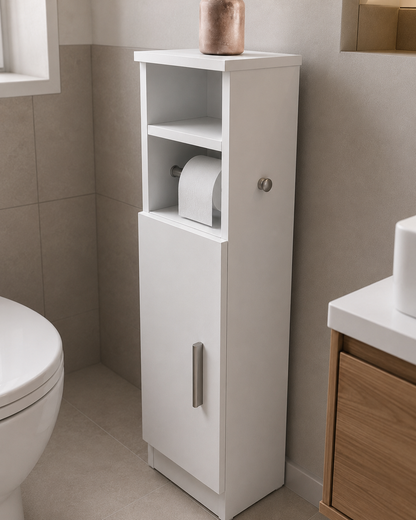 Enga Bathroom Cabinet with Door Compartments, White