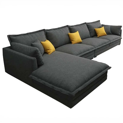 Modern Charcoal Gray L-Shaped Sectional Sofa with Chaise