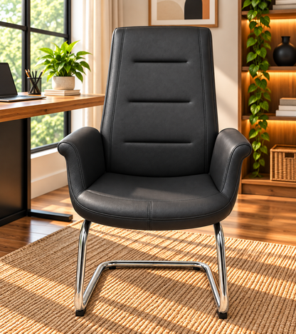 Modern Black Padded Visitor Chair