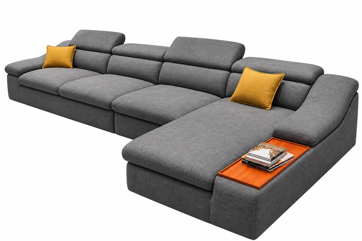 Modern L-Shaped Sectional Sofa with Chaise – Gray