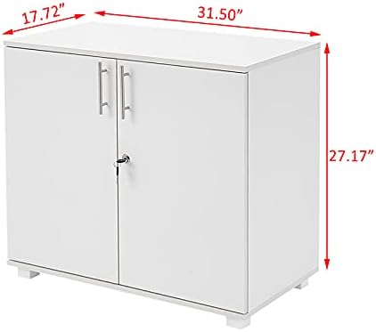 Panana Modern Wooden Filing Cabinet, 2 Door Office Storage Drawers With Lock Lateral File Cabinet Organizer For Home Office (White)