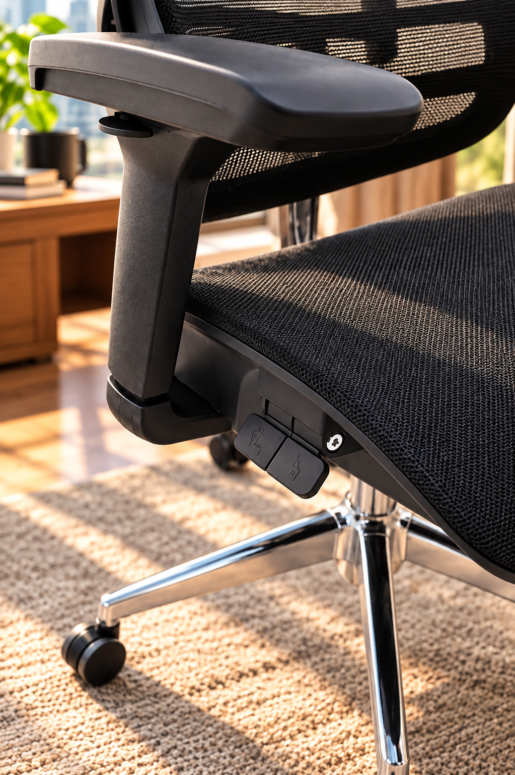 Modern Executive Mesh Office Chair with Adjustable Headrest & Footrest