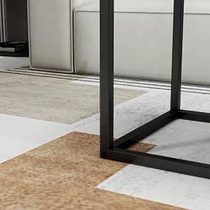 HAHRIR Nesting Table Set of 3 Side Tables, Modern Coffee Table Stacking End Table with Metal Frame (A-Square, Grey)