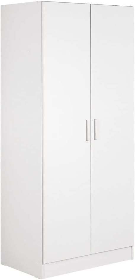 Madesa 2 Door Wardrobe Storage Cabinet, 71” H x 20” D x 31” L - White