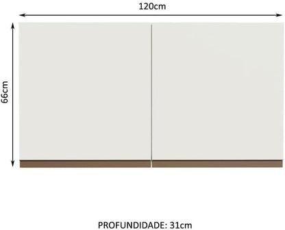 MADESA Overhead Cabinet Kitchen with 2 Doors, Wood - 26'' H x 12'' D x 47'' W - White