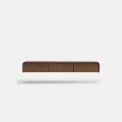 POVISON TV Cabinet Hanging Wooden TV Lowboard for Living Room, TV Lowboard 200 cm Modern Floating on the Wall with 3 Drawers, Solid Wood, Oak, Fully Assembled