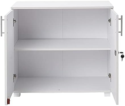 Panana Modern Wooden Filing Cabinet, 2 Door Office Storage Drawers With Lock Lateral File Cabinet Organizer For Home Office (White)