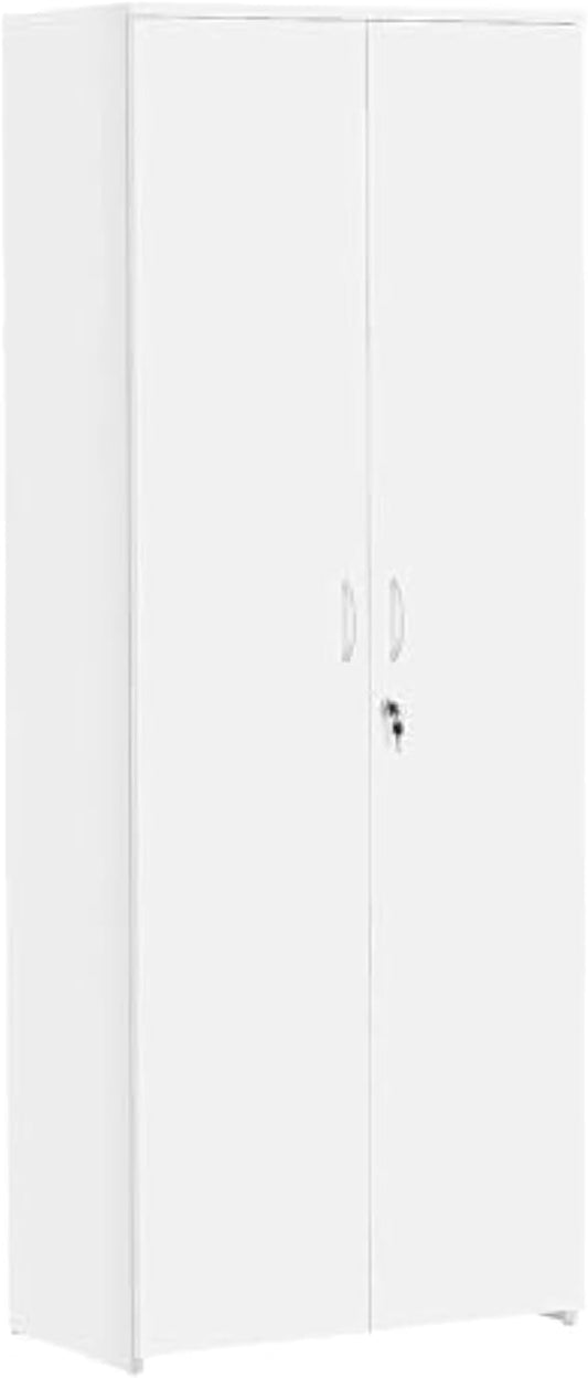 Office Hippo Eco 18 Cupboard with Four Shelves, White, 200 cm High
