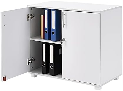 Panana Modern Wooden Filing Cabinet, 2 Door Office Storage Drawers With Lock Lateral File Cabinet Organizer For Home Office (White)