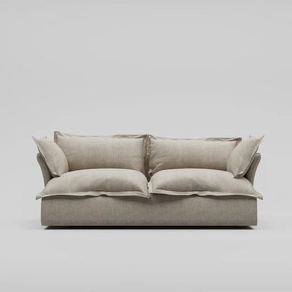 ariika Haven 2 Seater Sofa 205 x 100 H:80 cm - Beige, 100% Polyester Linen Texture Soft Feel, Latex & down alternative filling.
