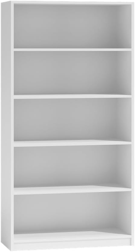 FurniFlex Wardrobe with 2 Drawers and 3 Shelves, 90 cm Width cm x 235 cm Height, White