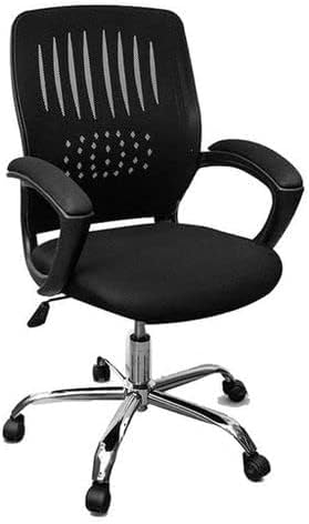 Premium Swivel Office Chair with Adjustable Headrest and Mesh Back and Strong Metal Star - Market Misr (Black, Medium Chair)