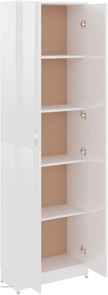 FurniFlex Hallway High Gloss Living Room Storage Wardrobe, White