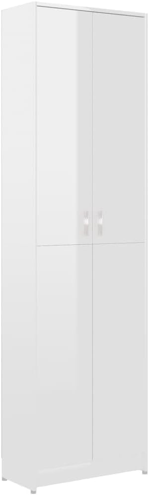 vidaXL Hallway Wardrobe High Gloss Living Room Clothes Storage Cabinet Bedroom Closet Cupboard Organiser Unit Furniture White Chipboard