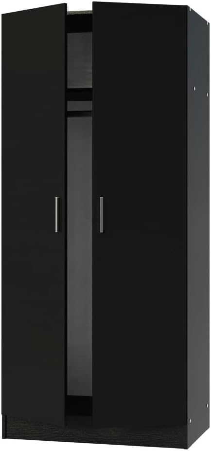 Madesa 2 Door Wardrobe Storage Cabinet, 71” H x 20” D x 31” L - Black