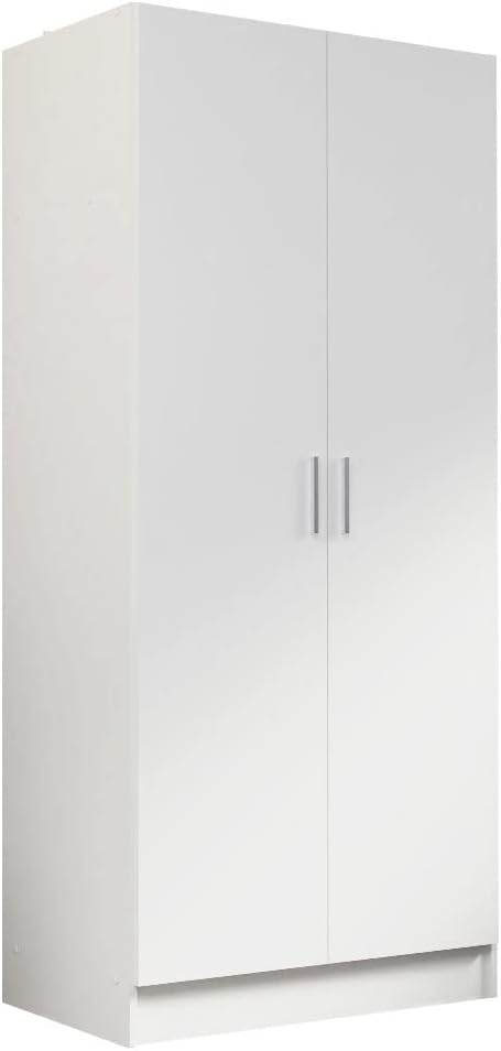 Madesa 2 Door Wardrobe Storage Cabinet, 71” H x 20” D x 31” L - White