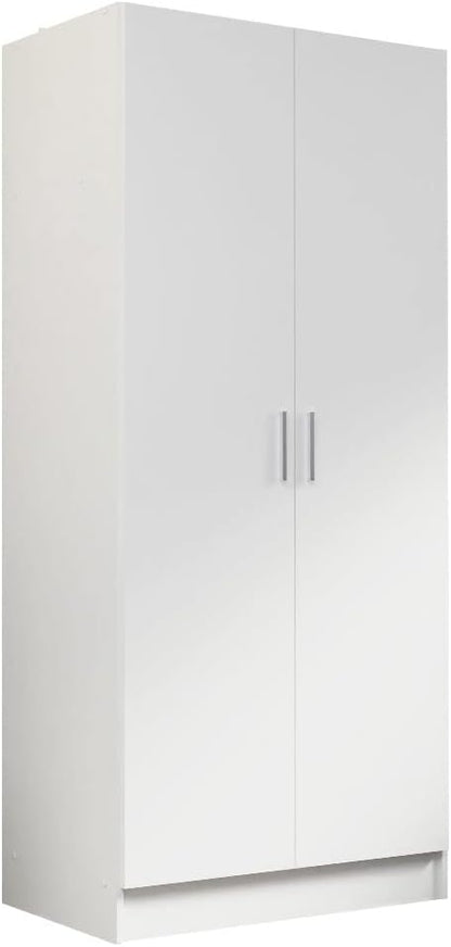 Madesa 2 Door Wardrobe Storage Cabinet, 71” H x 20” D x 31” L - White