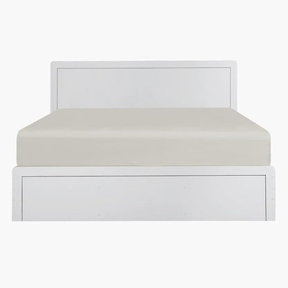 Modern White Platform Bed with Elegant Panel Headboard