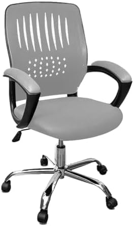 Premium Swivel Office Chair with Adjustable Headrest and Mesh Back and Strong Metal Star - Market Misr (Grey, Medium Chair)