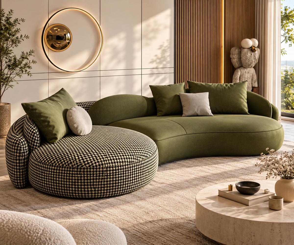 Modern Curved Sectional Sofa with Round Chaise