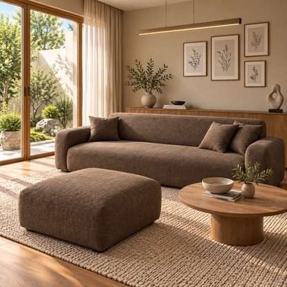Modern 3-Seater Sofa with Matching Ottoman