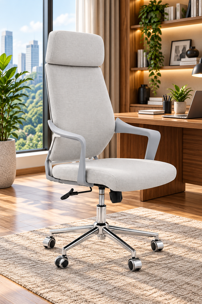 Modern White High-Back Ergonomic Office Chair