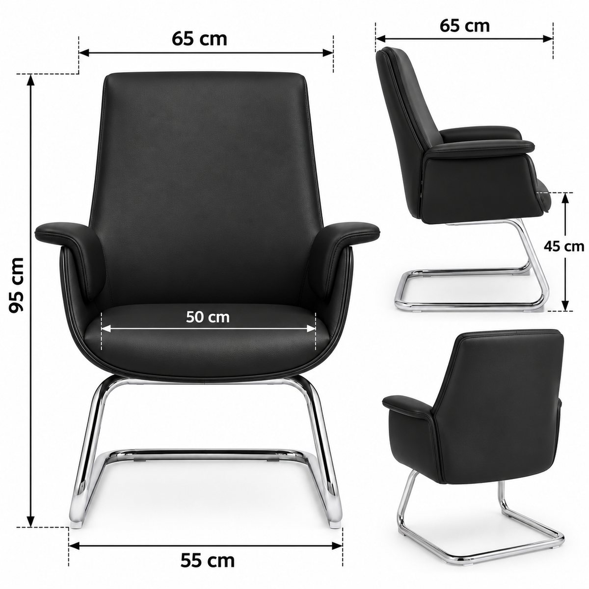 Modern High-Back Conference Chair with Padded Armrests
