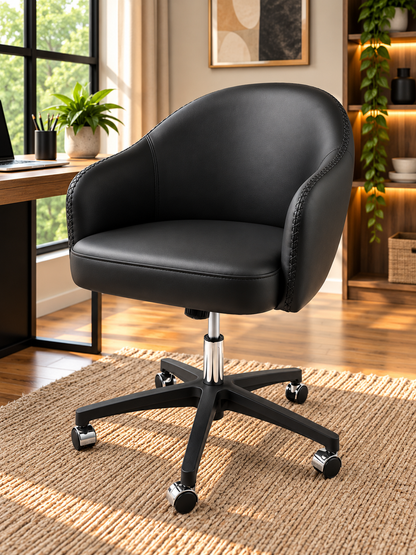 Contemporary Swivel Office Chair with Curved Backrest