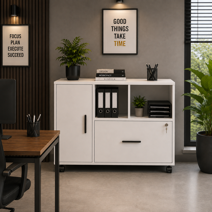 Modern White Home Office Storage Cabinet