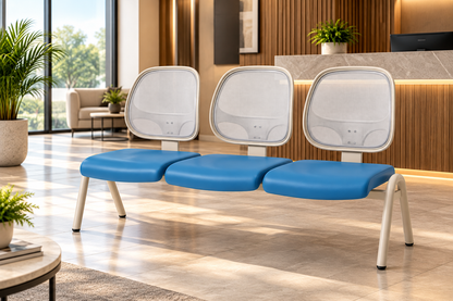 Modern 3-Seater Waiting Room Bench with Mesh Backrests & Padded Seats