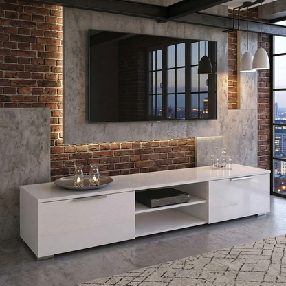 Riga TV table for 65 inch TV screen white color size 33 x 172 x 39.9 cm