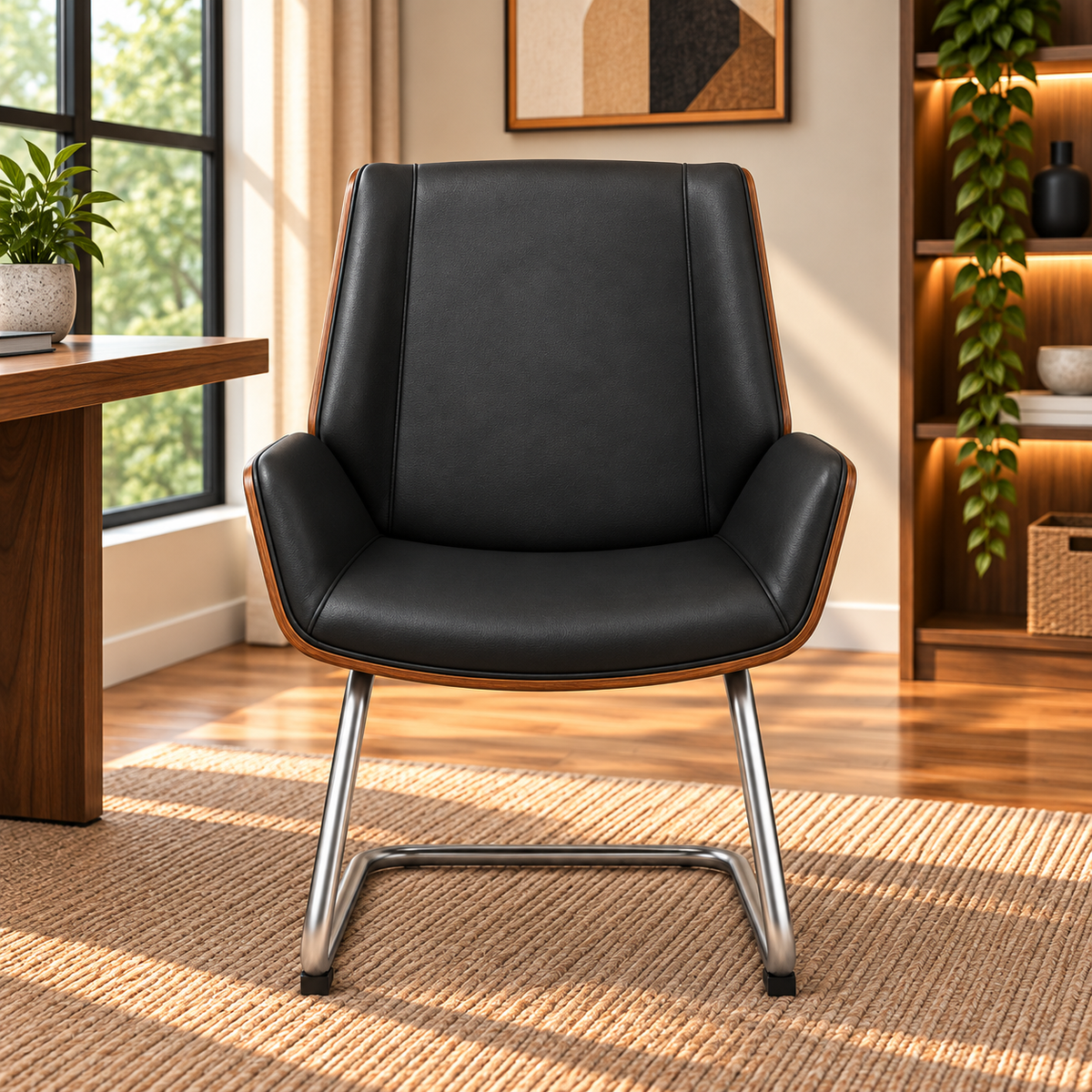 Modern Executive Guest Chair with Curved Arms