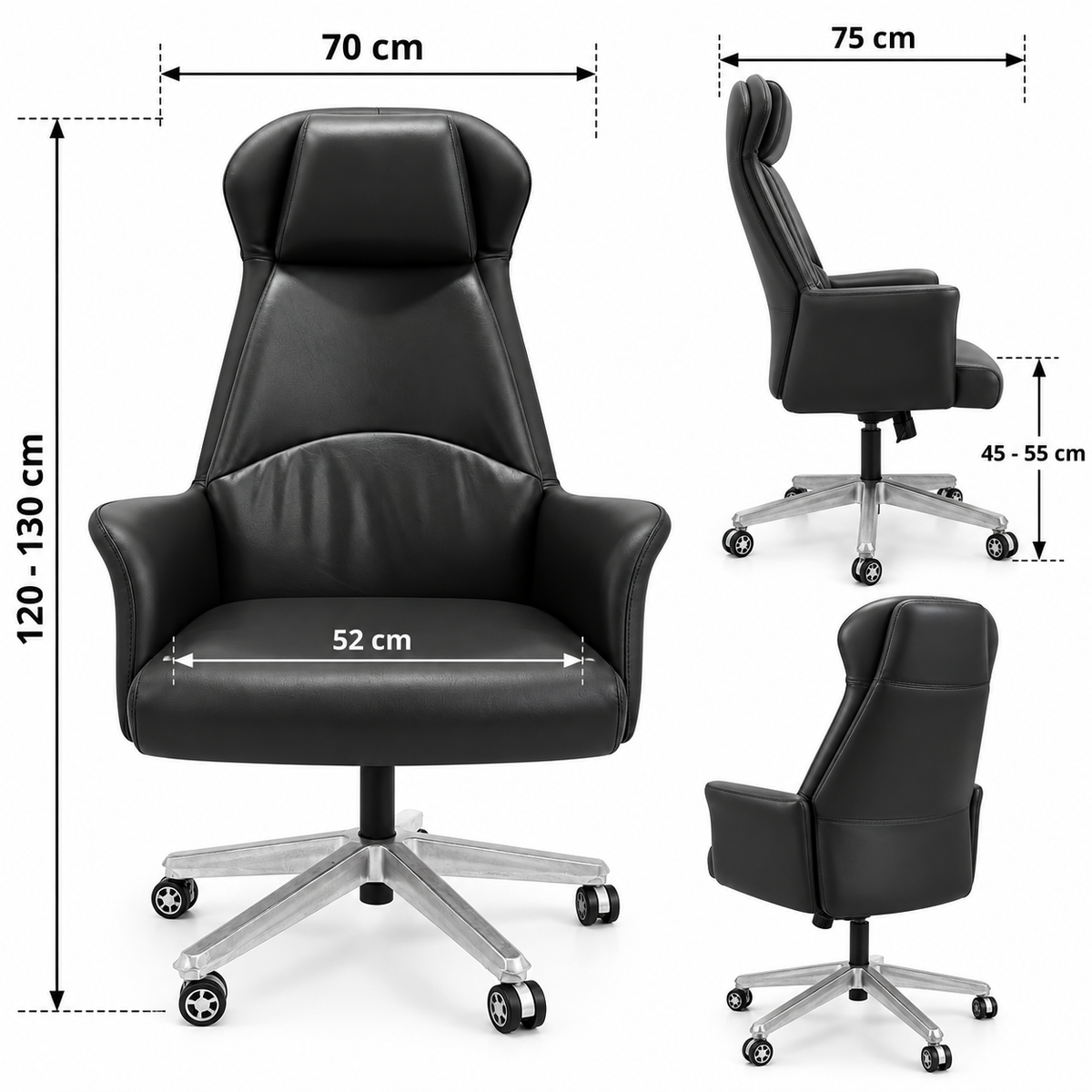 Executive High-Back Office Chair with Winged Headrest