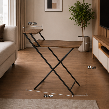 Folding Desk or Small Computer Table with Top Shelf Width