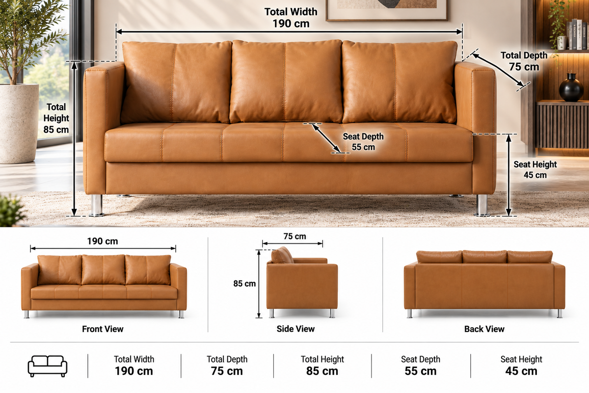 Modern Sofa with Plush Cushions & Sleek Design