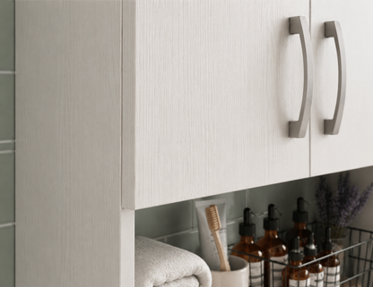 bathroom shelving unit has 2 doors and 3 shelves - White, Size Width: 60 cm, Height: 70 cm, Depth: 32 cm