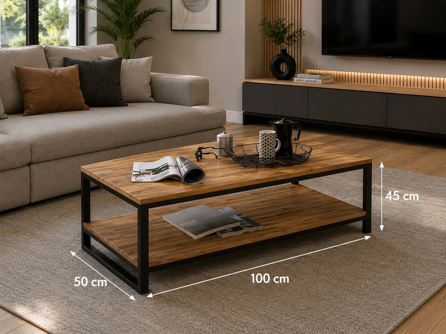 Coffee table - metal * natural wood