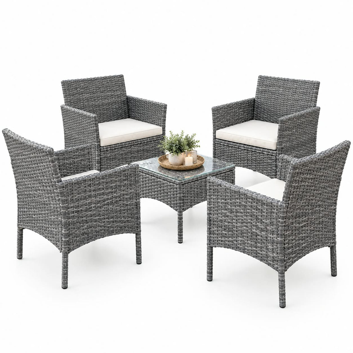 Modern Outdoor Woven 5-Piece Lounge Set
