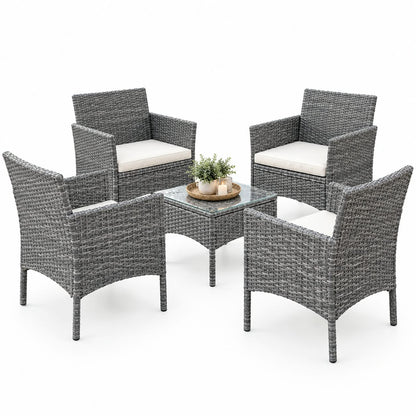 Modern Outdoor Woven 5-Piece Lounge Set