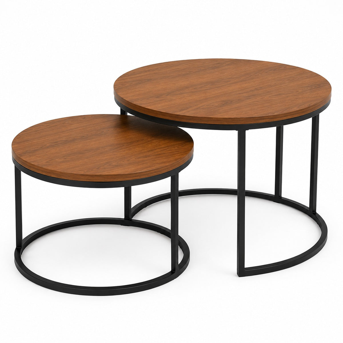 Modern Round Nesting Coffee Tables – 2-Piece Set