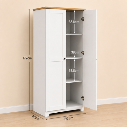 Wooden Storage Cabinet with 2-Doors and 4-Shelves
