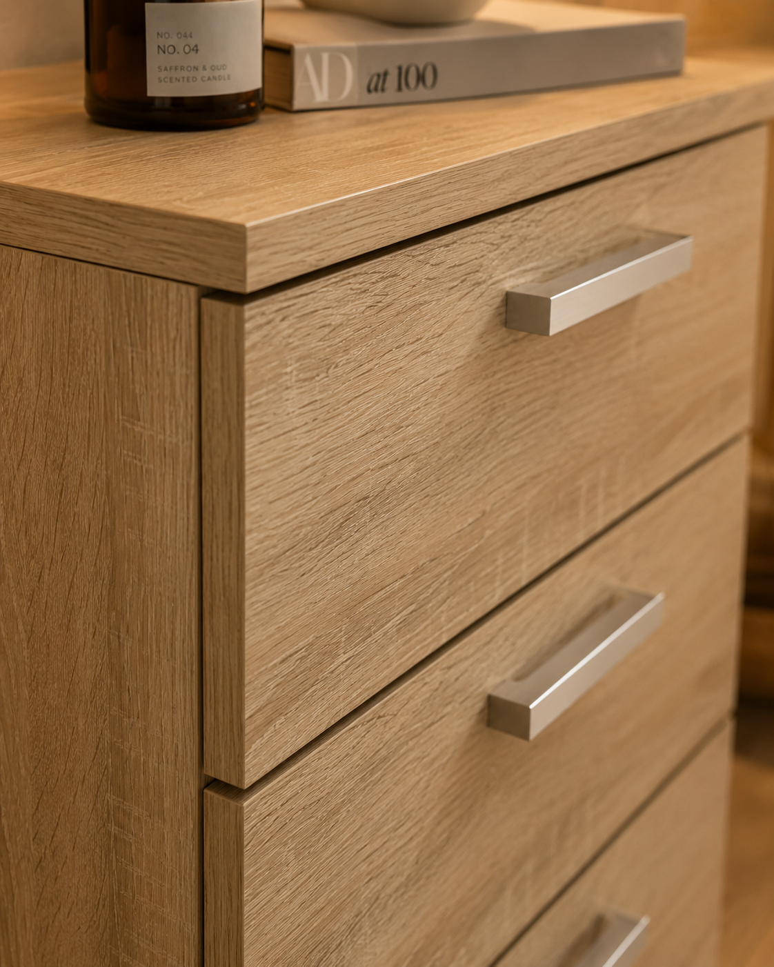 Nightstand with 3 Drawers for Box Spring Bed