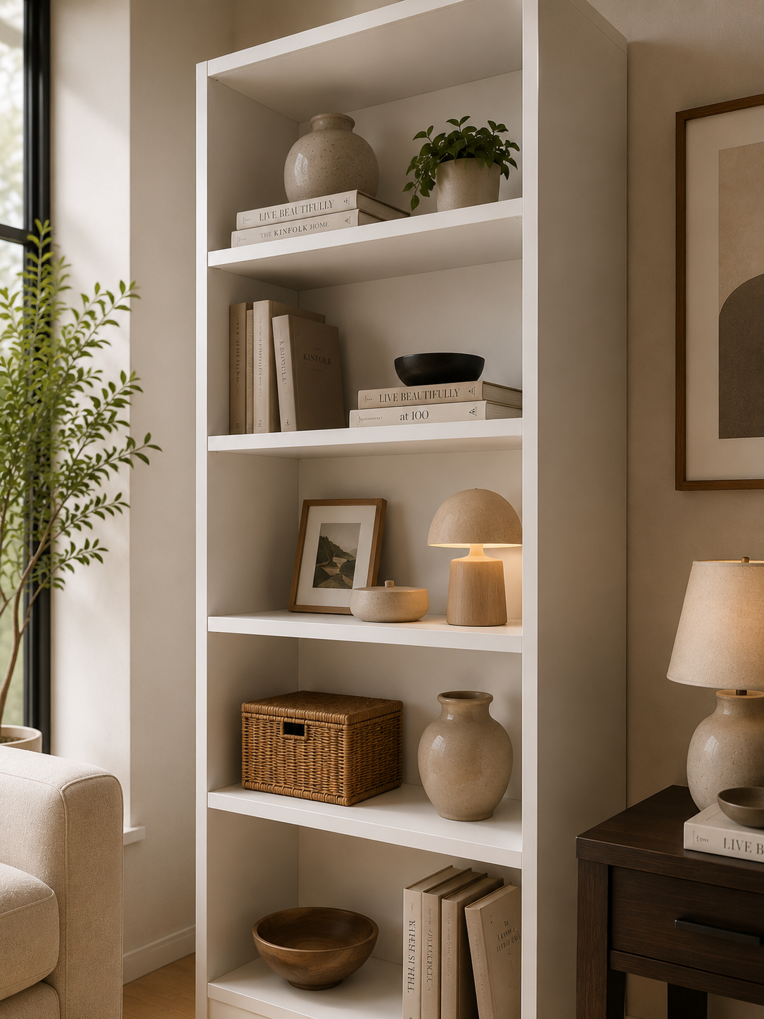 SPACE Book Shelf - 5 Tier Engineered Wood DIY Multipurpose Book Shelf (White - L 80 x B 32 x H 165 cm)