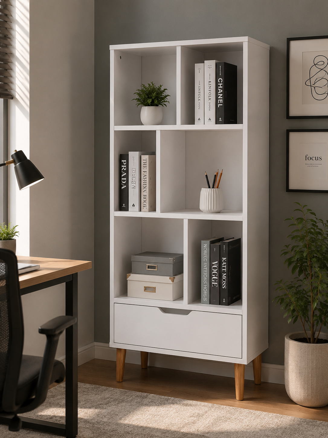 Bookcase Sideboard 6 Cubes Free Standing Bookshelf Unit Display Storage