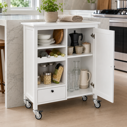 Rolling Storage Kitchen Trolley with Bottle Holder