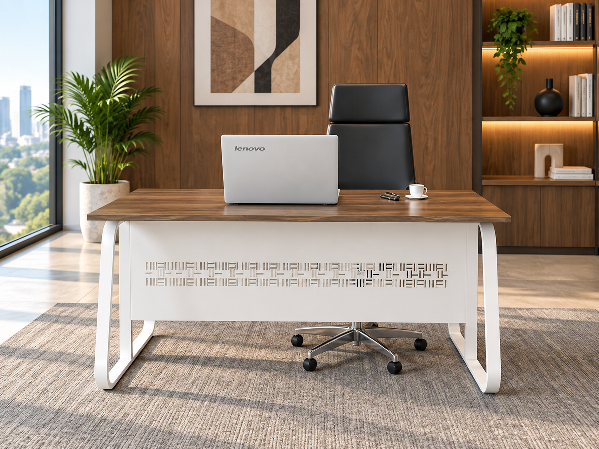 Contemporary Executive Workstation with Wooden Top